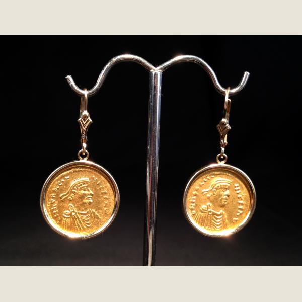 Ancient Byzantine Gold Coin Earrings