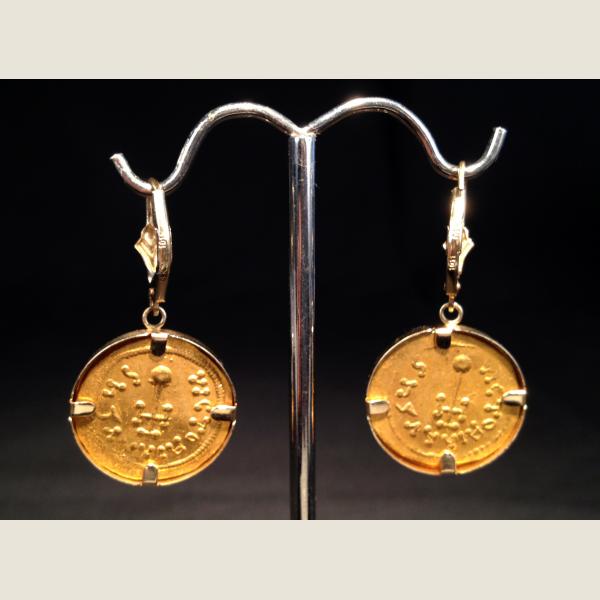 Ancient Byzantine Gold Coin Earrings
