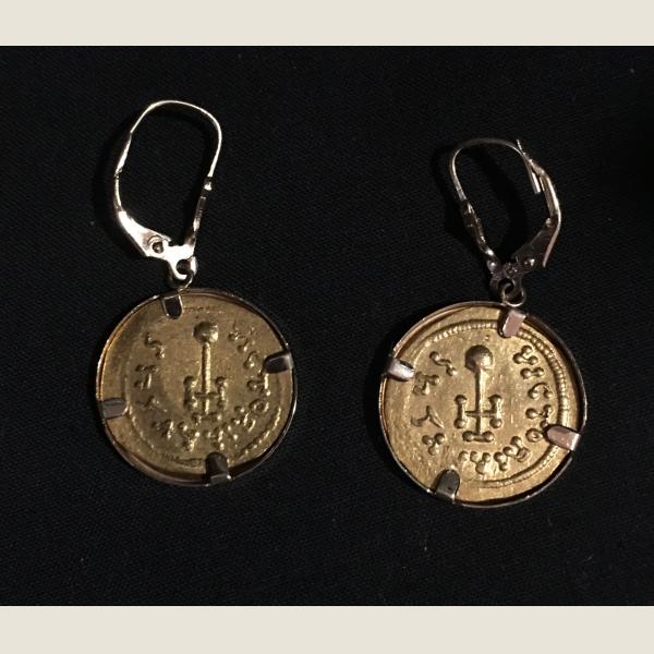 Ancient Byzantine Gold Coin Earrings