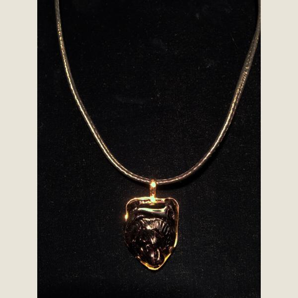Black Leather & Gold Necklace